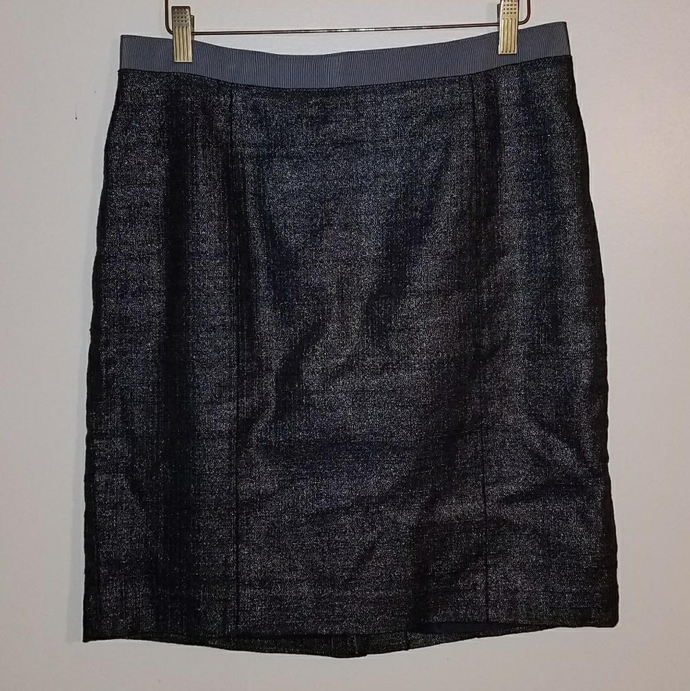 Ann Taylor Loft Gray Metallic Pencil Skirt